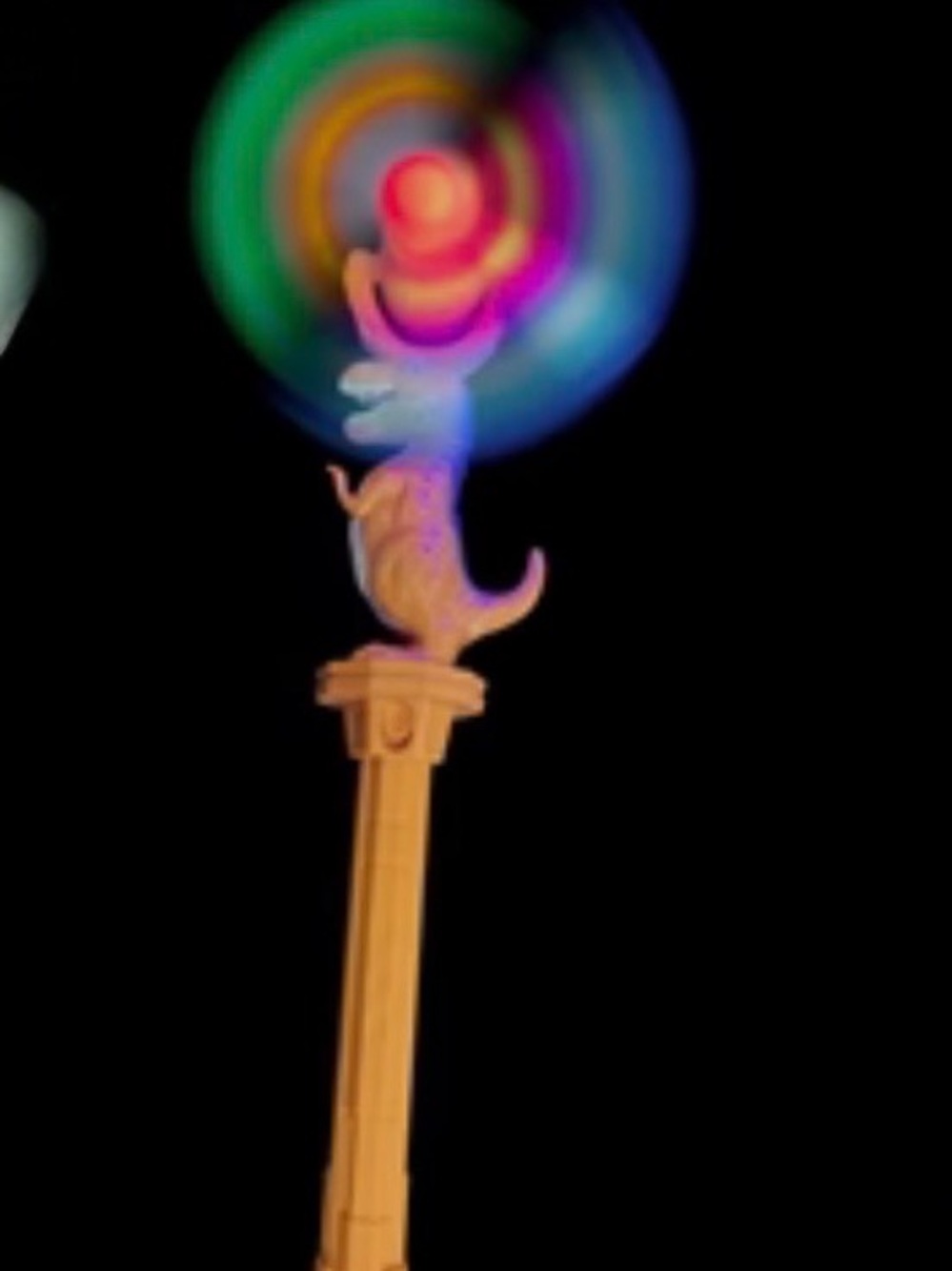 Dinosaur Wind Spinner  with Rainbow spinning light  Motion